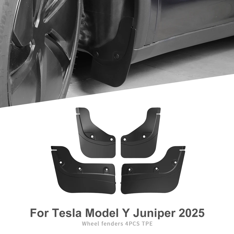 LUCKEASY for Tesla 모델 Y 출시 2025 주니퍼 리어 휠 머드 플랩 스플래시 가드 진흙 펜더 세트 자동차 수정 액세서리
