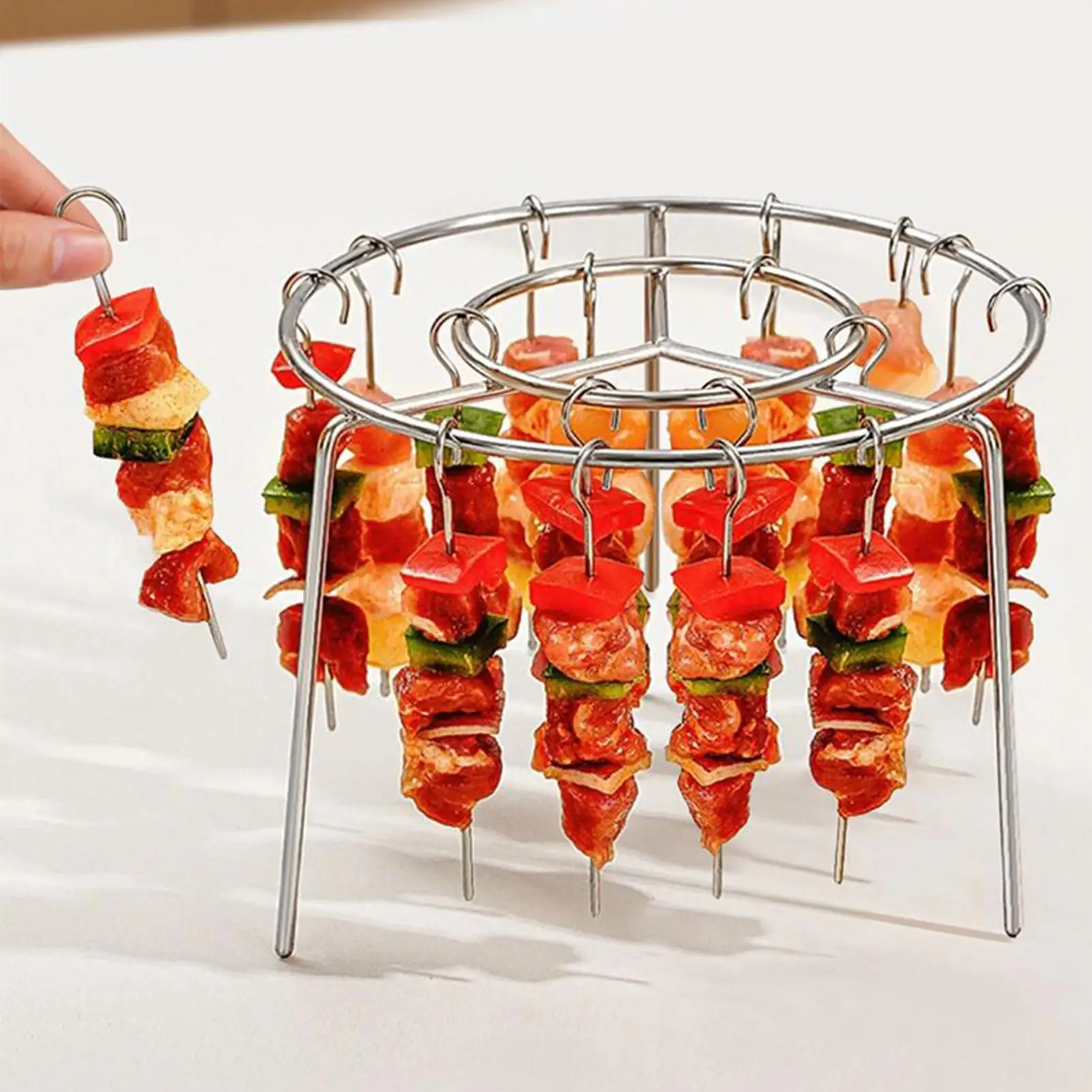 Stainless Steel Vertical Grill Rack Detachable String Grill Skewer Holder Vertical Barbecue Skewer Bracket Baking Needle