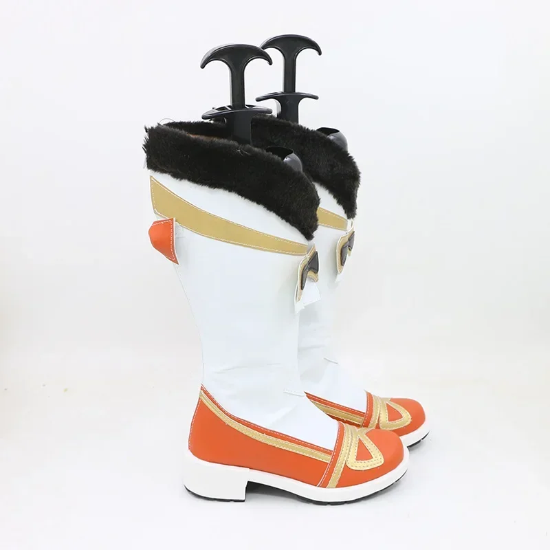 Yaoyao Scarpe Cosplay Genshin Impact Scarpe in pelle PU Stivali di Carnevale di Halloween Puntelli Cosplay Realizzati su misura