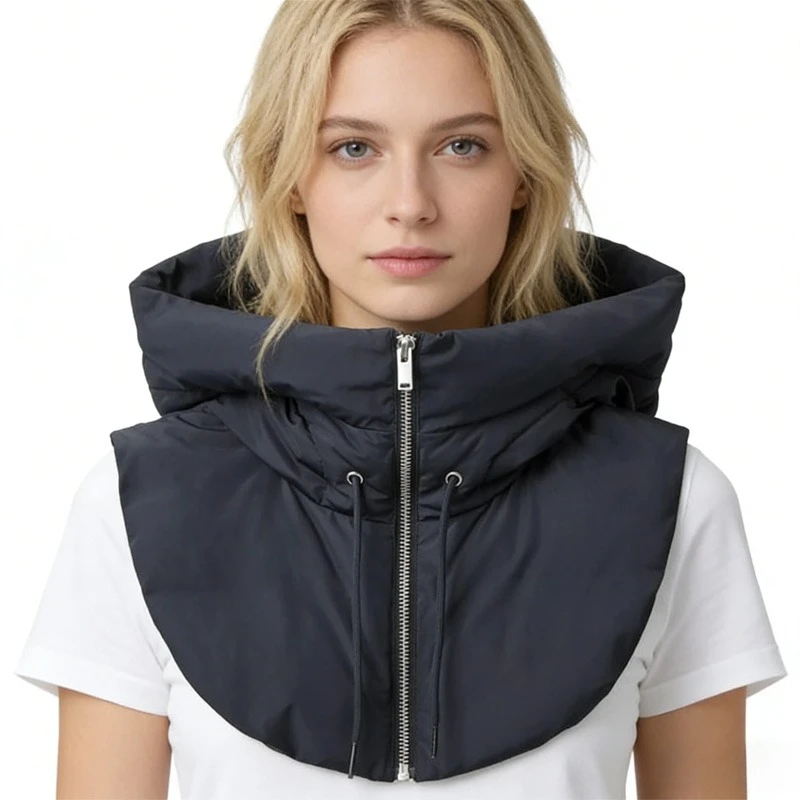 

Съемный воротник, сверхлегкая пуховая шапка с капюшоном, балаклава на шнурке, куртка на молнии, короткая майка, женская, прочная