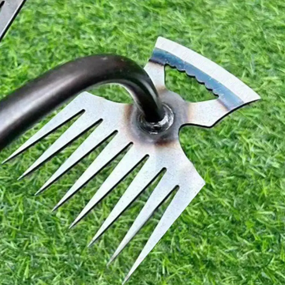 Metal Weed Cleaning Shovel Stainless Steel 8 Teeth Dual Headed Weeding Tool For Gardening Weeding Tool 2 In 1 Garden Rake
