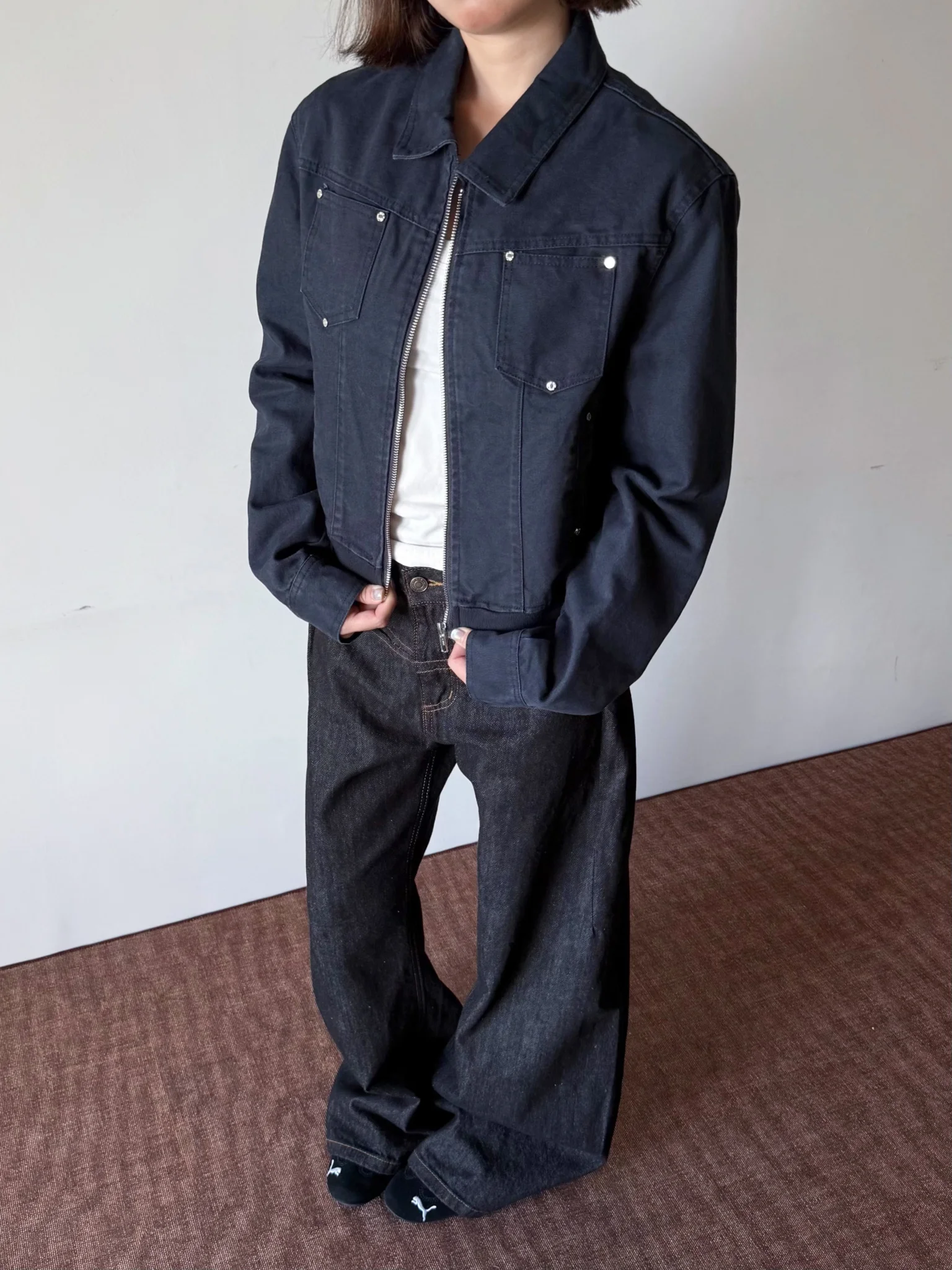 

American Sle Retro oulder Jaet ort Collar Cleanfit Sexy ort Workwear Versatile Top for Women Cotton Slimming Outerwear