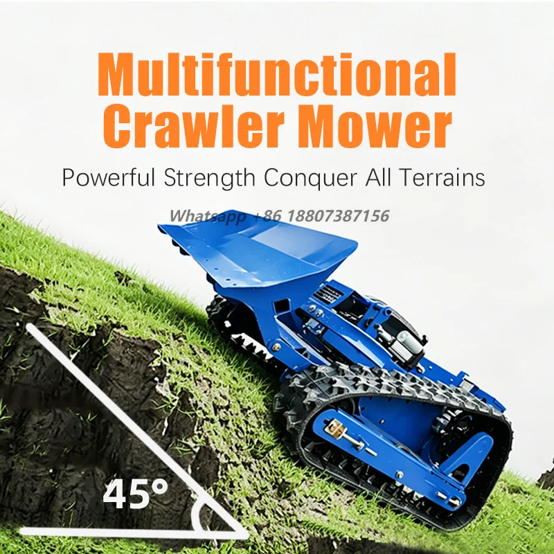 Electric Remote Control Crawler Mower Tracked Lawn Mower for Steep Slope Hillside Grass Cutting