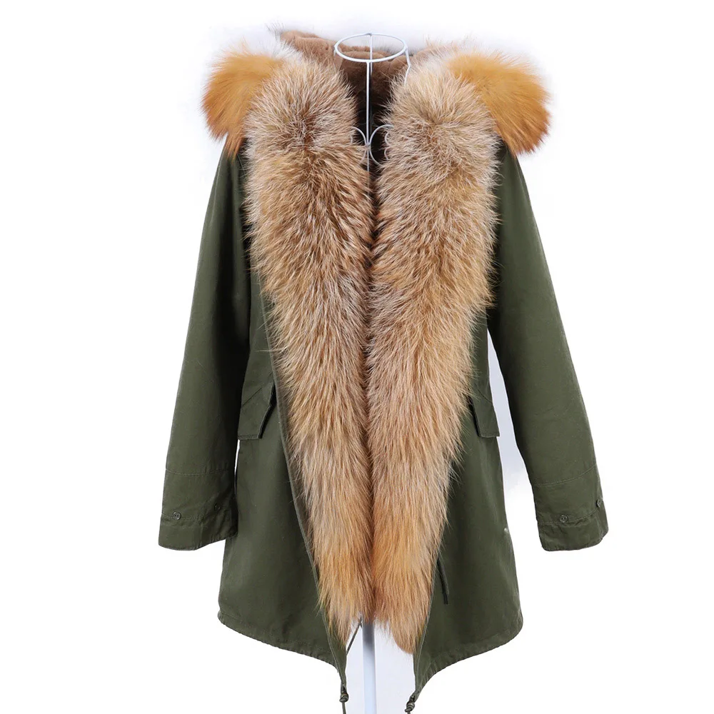 2024 Maomaokong Winter Jacket Women Long Parka Waterproof Big Natural Real Fox Fur Collar Hood Thick Warm Liner Detachable coat