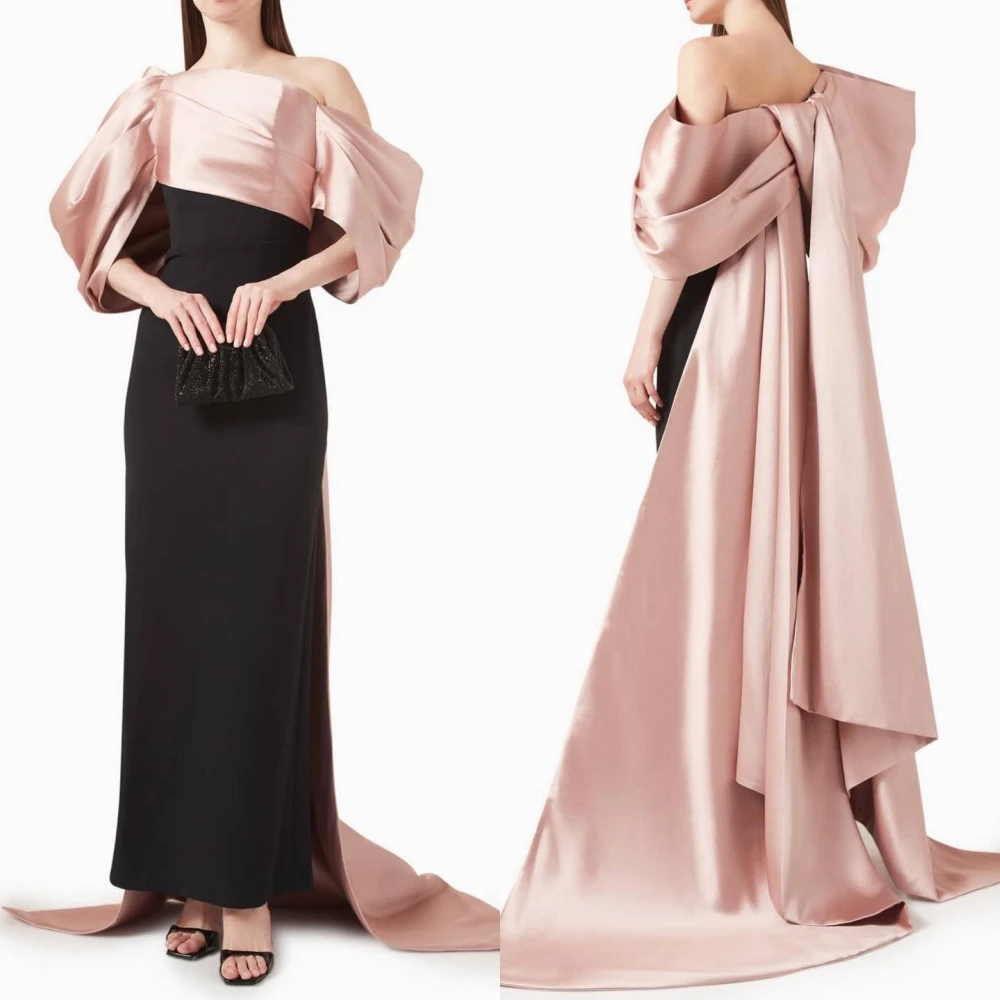 Jersey Pleat  Cocktail Party Sheath Off-the-shoulder Bespoke Occasion Gown Midi Dresses