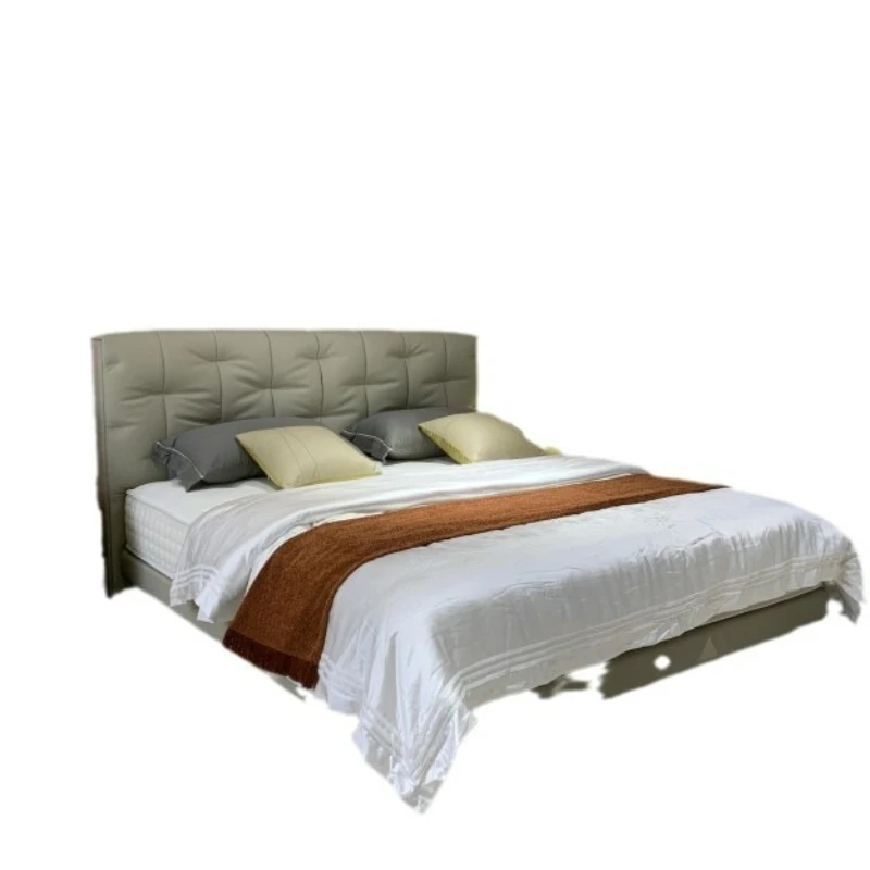

Modern simple light luxury cowhide bed, master bedroom simple highend atmospheric double