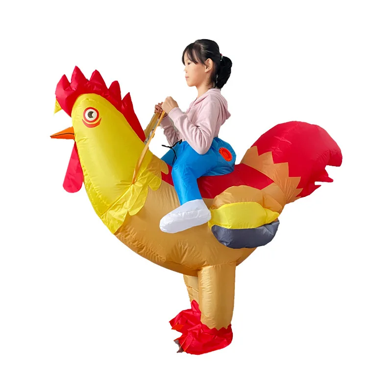 Halloween White Rooster Riding Show Inflatable cock Props Performance Costume Mascot Red Rooster Cosplay Party Inflated Garment