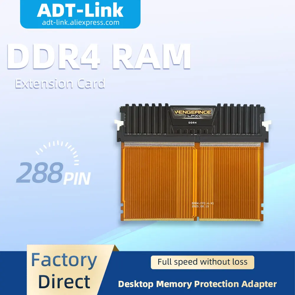 288Pin DDR4 RAM Extender Card Desktop Memory Protection Adapter Test Socket Extension Cable DIMM Transfer Board High Quality
