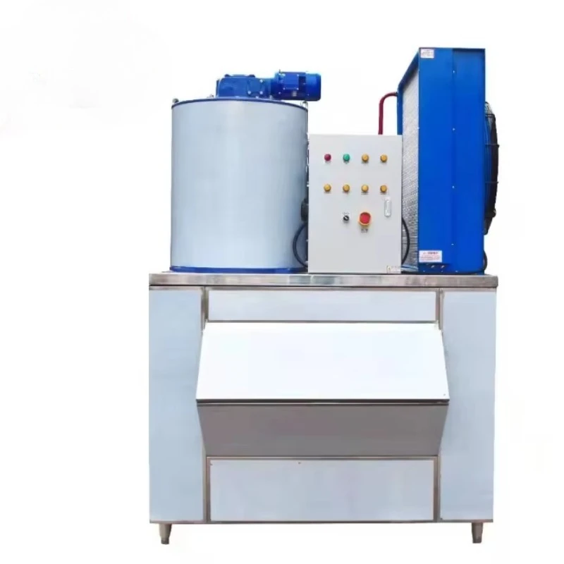 Industrial Flake Ice Machine 1T 5T 10 Ton Air Cooling Snow Ice 1000kg Storage for Seafood Ice Flake Machine OEM/ODM Customized