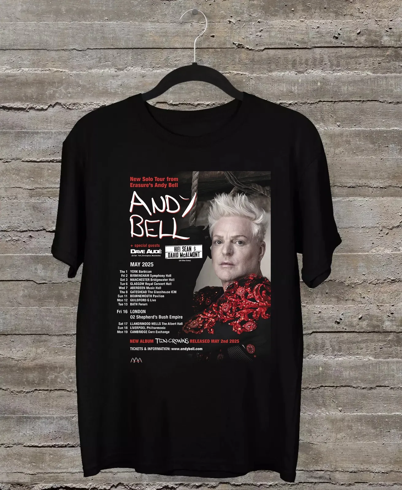 

ANDY BELL ERASURE BAND TEN CROWNS TOUR T Shirt Full Size S-5XL