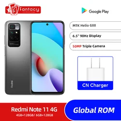 Global ROM Xiaomi Redmi Note 11 4G 50MP Triple Camera 6.5'' 90Hz Display MTK Helio G88 Octa Core 5000mAh 18W Charge