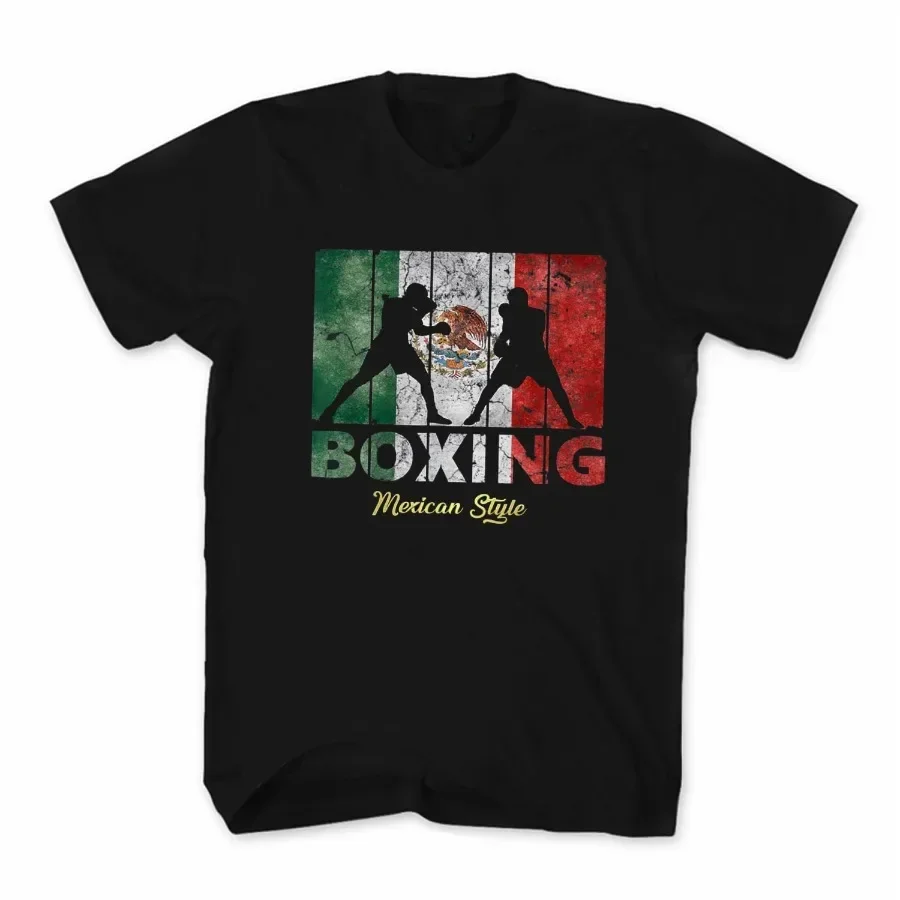 Vintage Style Mexican Flag Boxing T Shirt. Short Sleeve 100% Cotton Casual T-shirts Loose Top Size S-3XL