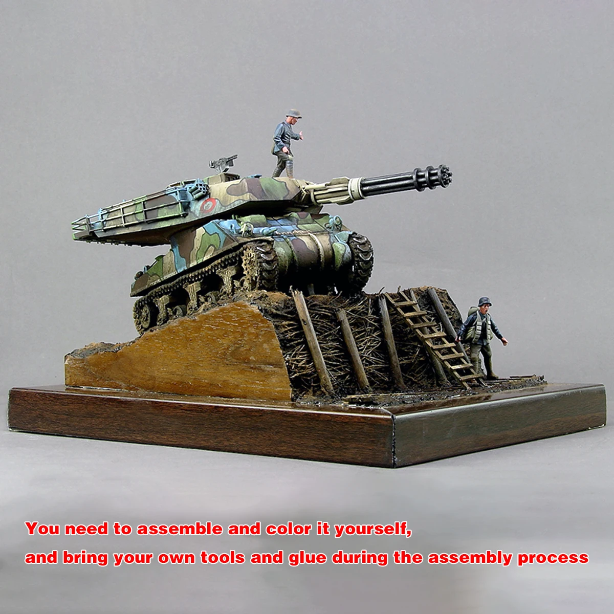 Architekturmodell-Bausatz Diorama Maßstabsmodell Holz-Displayständer Panzer Fahrzeuge Gepanzertes Auto Ausstellungsständer 1/35 – Detail 3