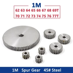 1pc Spur Gear 1M 62T-77T Metal Transmission Gear 45# Steel 1 Modulus 62 63 64 65 66 67 68 69 70 71 72 73 74 75 76 77 Teeth