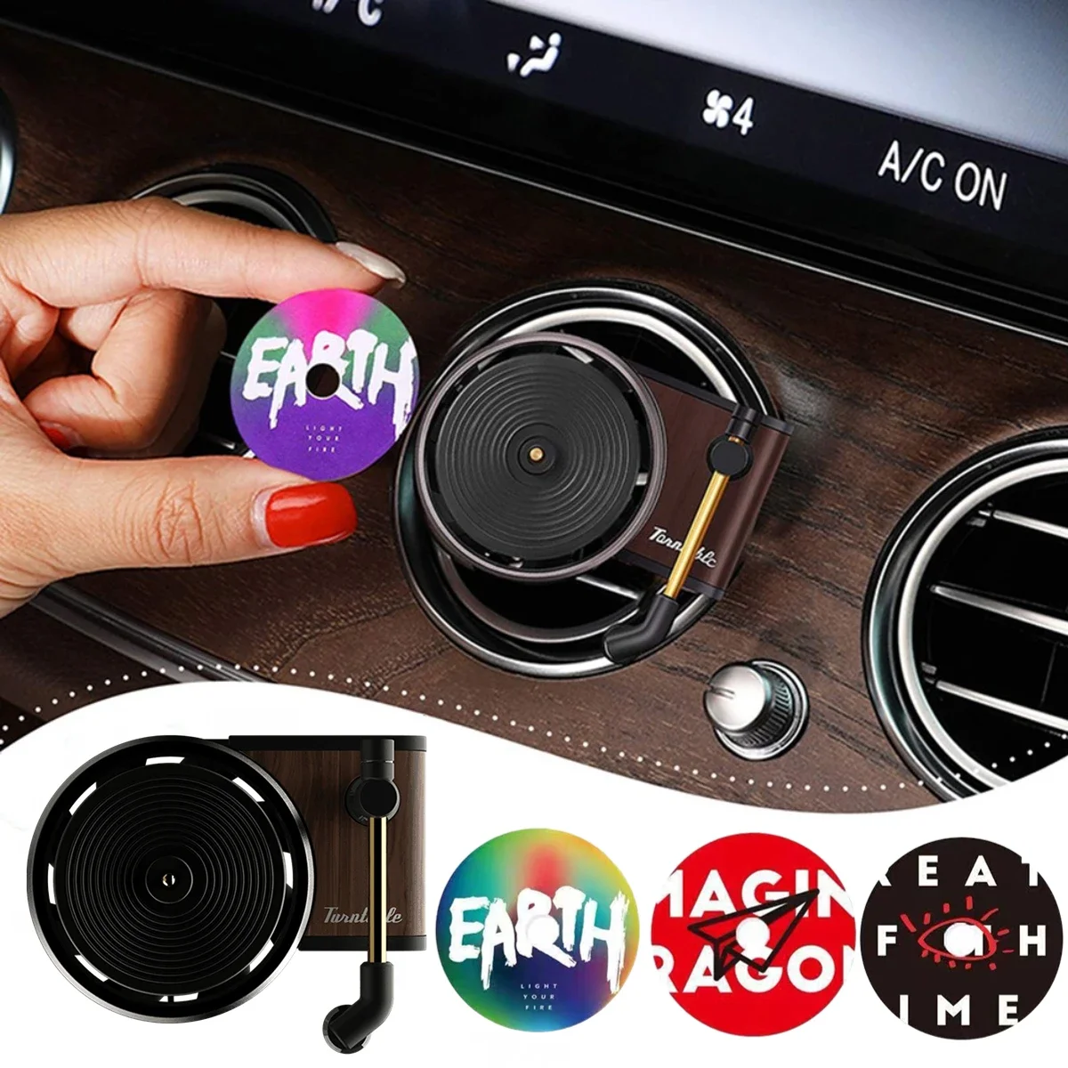 Car Air Freshener Record Player Fragrance Phonograph Turntable Record Perfume Diffuser Air Conditioner Vent Odor Flavoring Agent