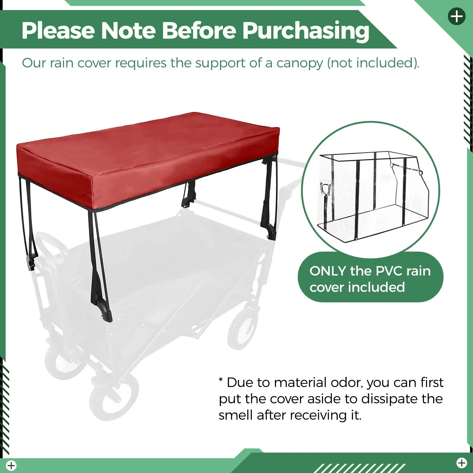 Rain Protective Cover For Wagon Push-Pull Wagon Wind Cover Folding Wagon Canopy Attachment Strolller Trolley Cart Accessories