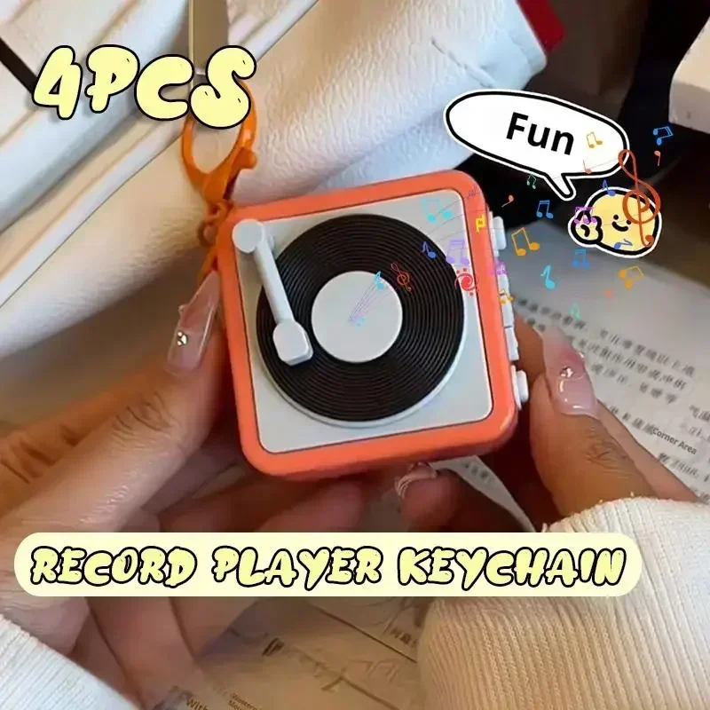 

Cute and creative retro tape recorder shape keychain that can record music player backpack pendant key ring ornament gift