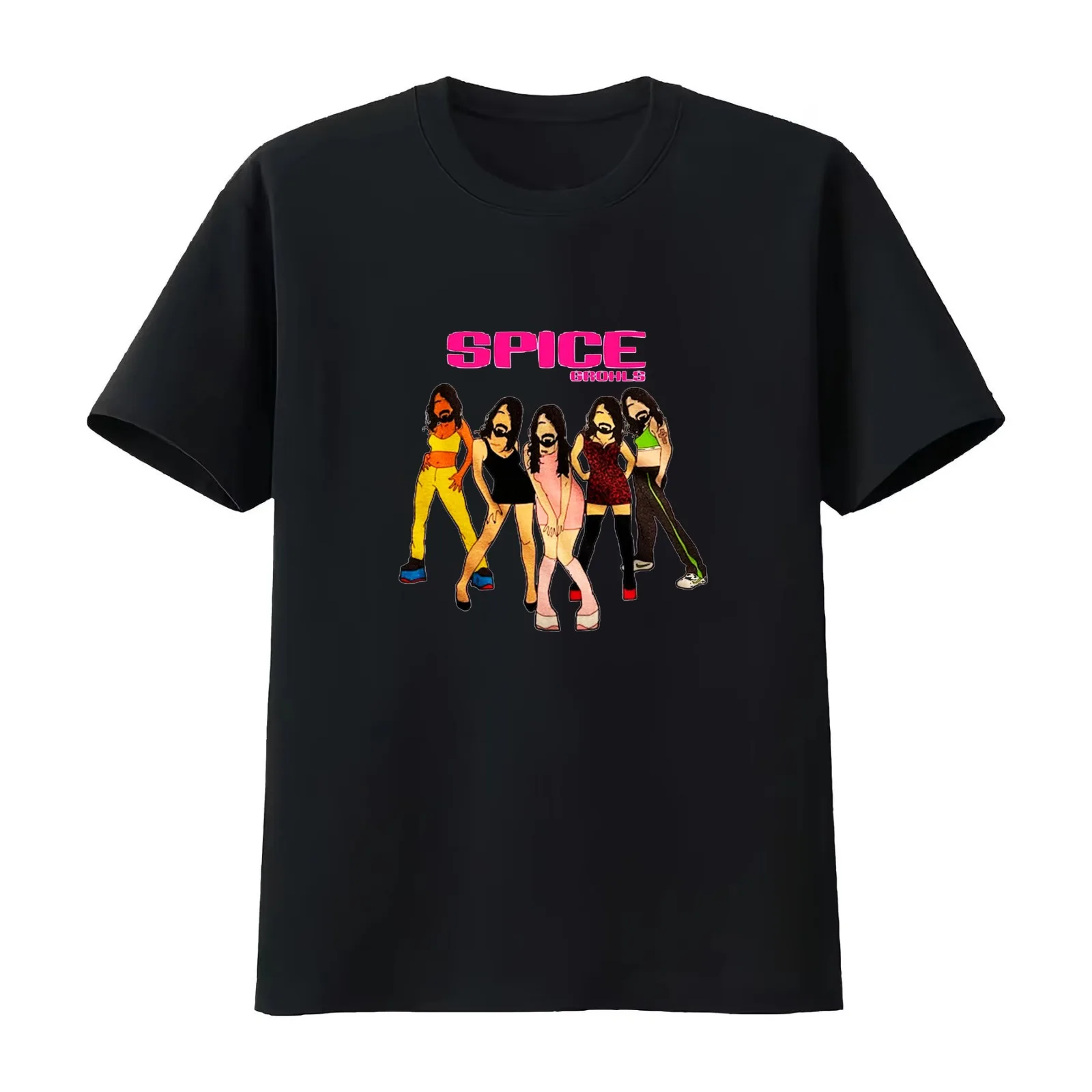 Spice Grohls T-Shirt Summer Casual Cotton Tee Oversized Streetwear Tops Vintage Graphic Print Loose Fit Short Sleeve