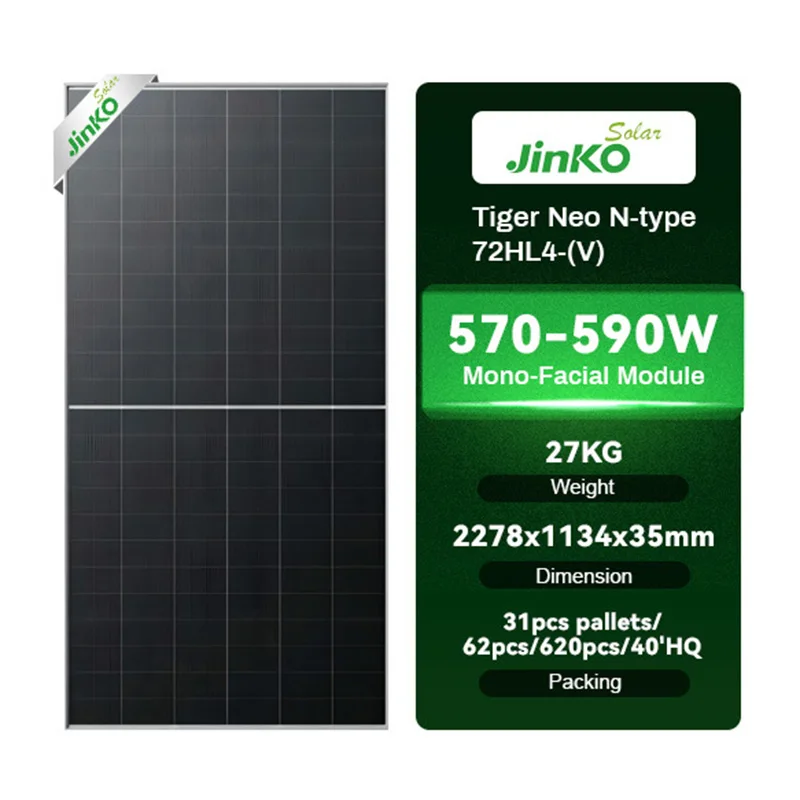 Jinko Solar Panel 580W 585W 590W 595W 600W Monofacial Module For Solar Energy System 72 Half Cell Solar Panel 144 Half-cut