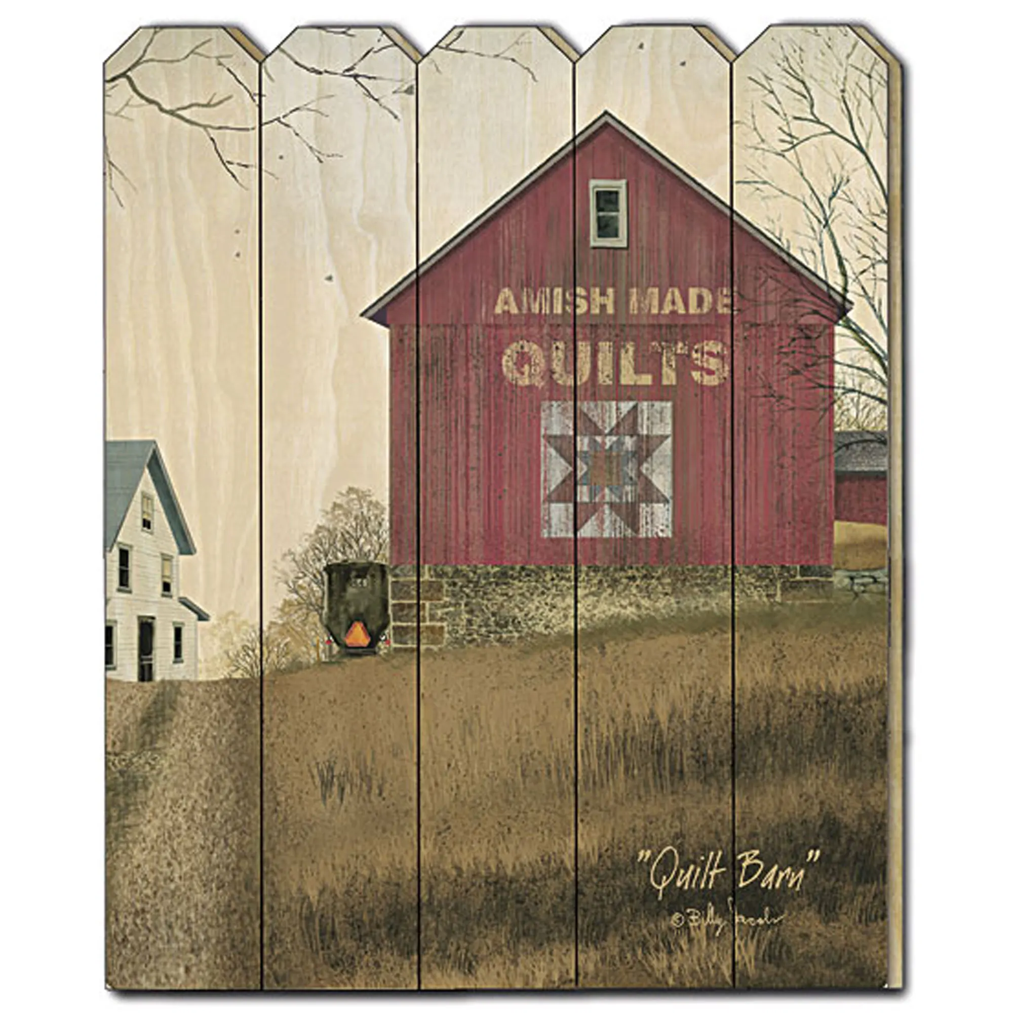 

"Quilt Barn" by Billy Jacobs, Printed Wall Art on a Wood Picket Fence