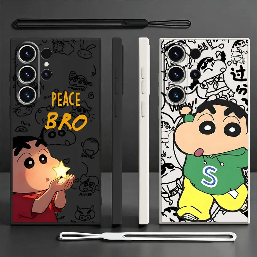 Cute Crayon Shin Chan Phone Cover Case for Samsung Galaxy S26 Note 20 10 Ultra S20 FE S22 S21 Plus S24 Ultra S25 Edge S23