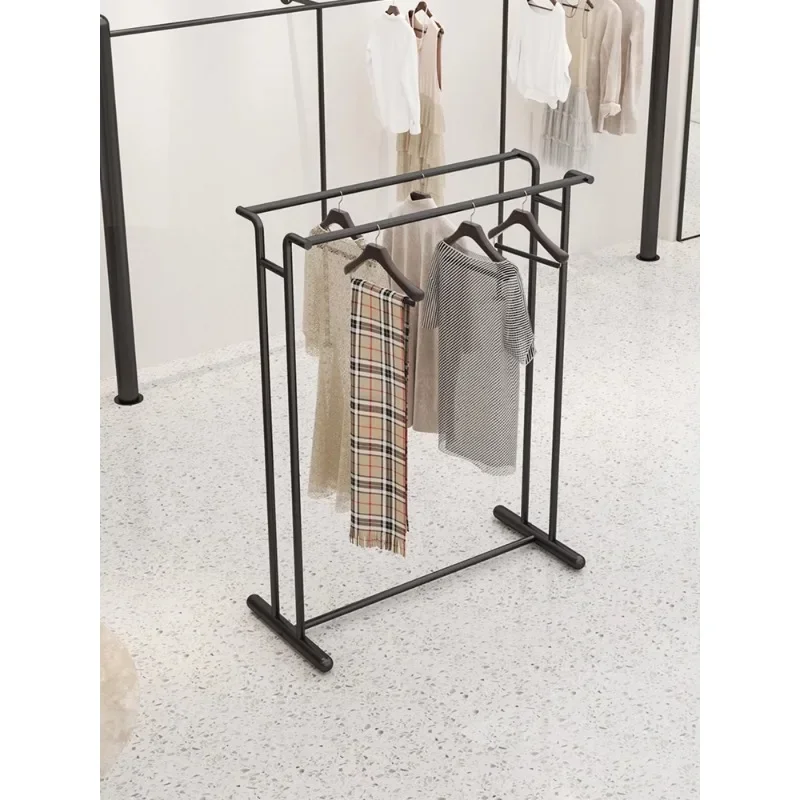 Tieyi Clothing Store Display Rack, Nakajima Double-Row Window Clothing Rack, Roupas Femininas, Barras Paralelas, Exibição Média