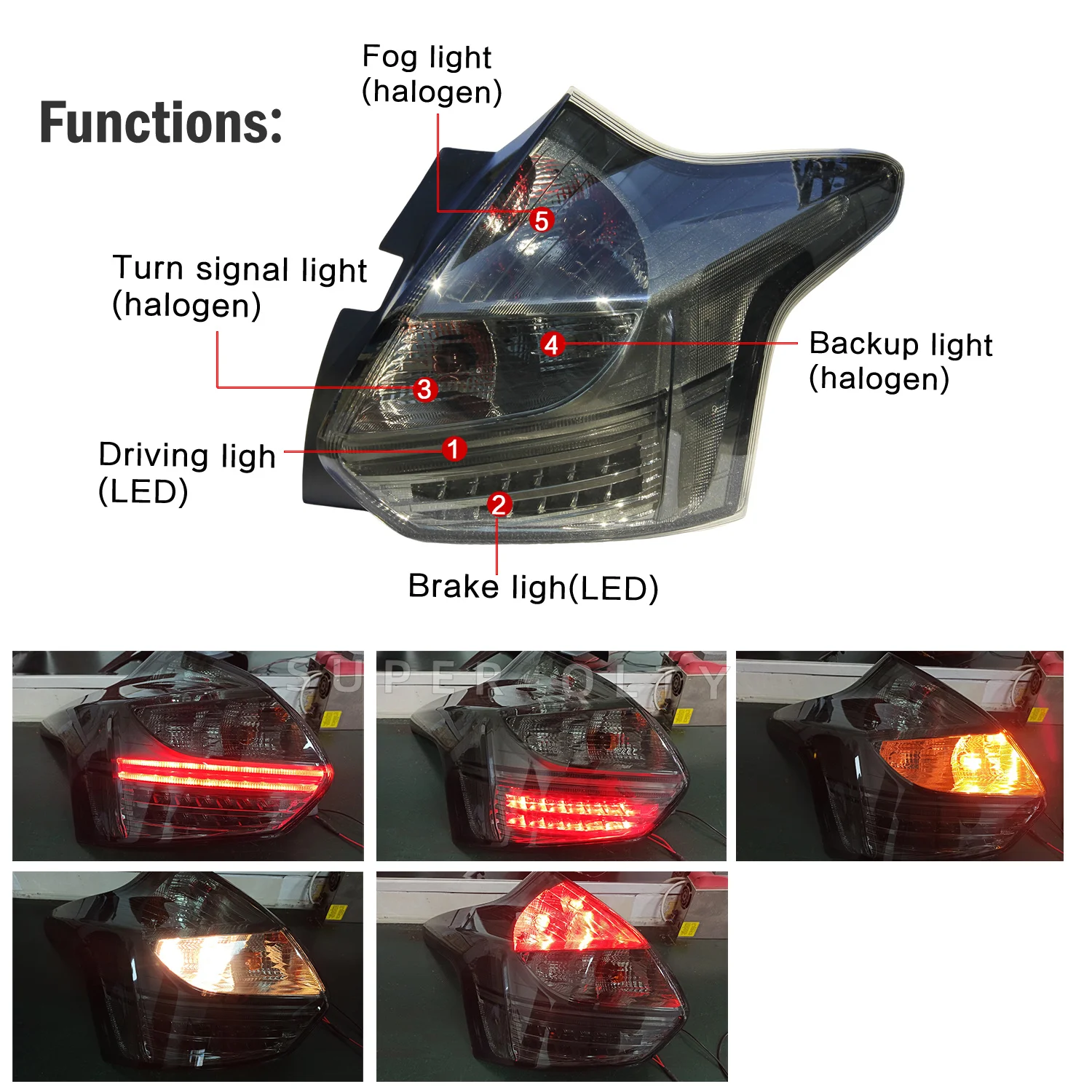 DEPO Taillights For Ford Focus 2012 2013 2014 hatchback LED Taillight Rear Light Tail Lamp Assembly Tail Lights Assembly