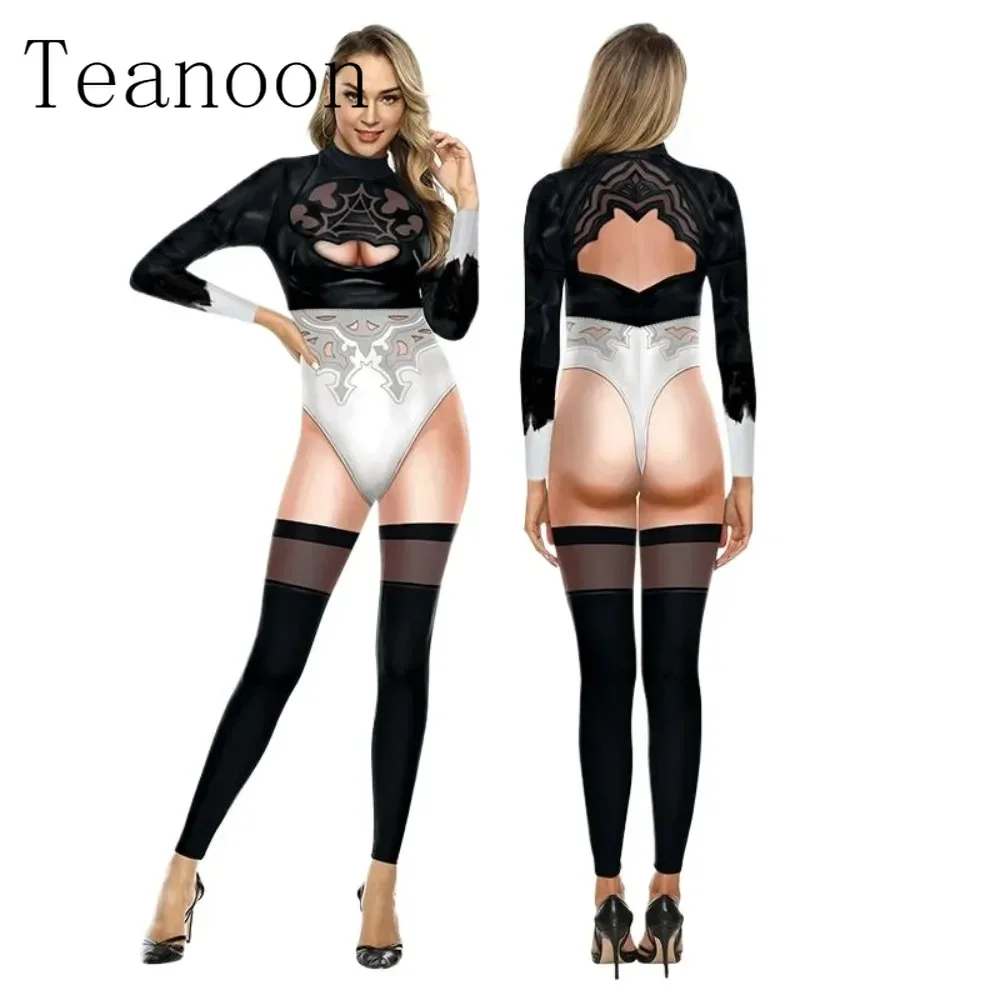 Disfraz de Cosplay con estampado 3D para mujer, traje Sexy para fiesta de Halloween, Catsuit Zentai, Mono para adultos