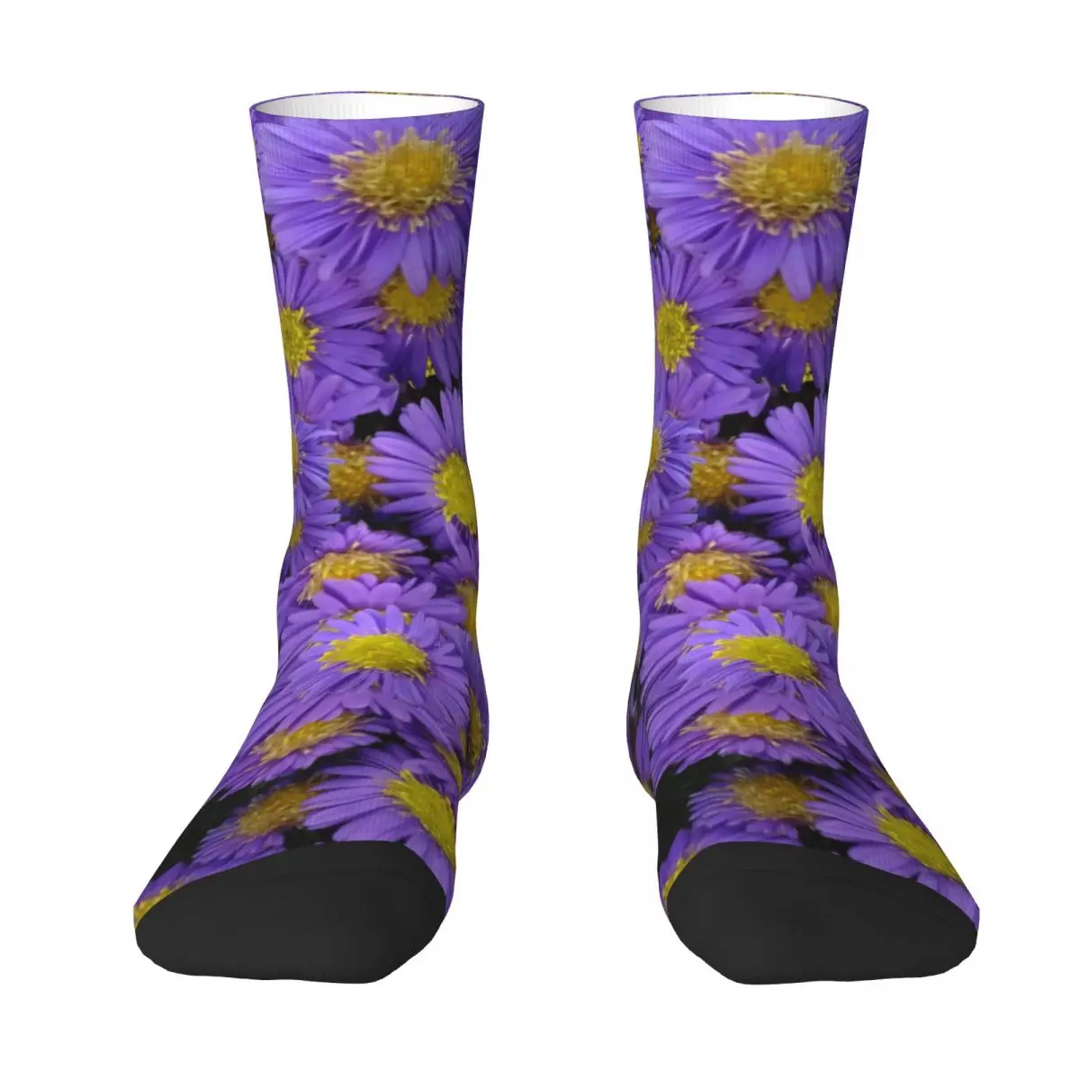 Purple Daisy Socks Yellow Floral Print Fashion Stockings Unisex High Quality Cycling Socks Winter Graphic Non Slip Socks