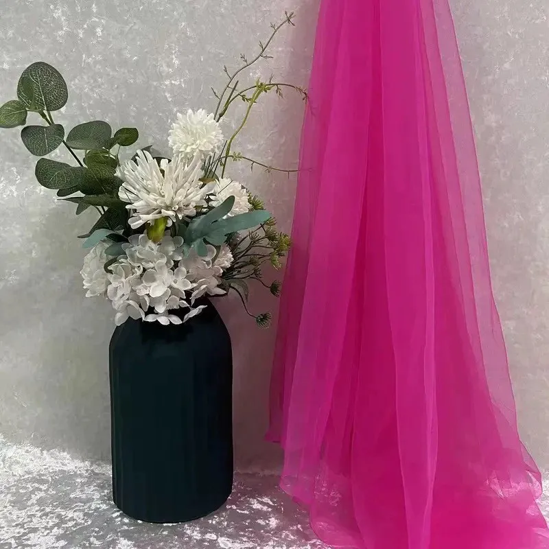 Cherry Blossom Pink Light Pink  Rose Red Soft Tulle Drape DIY Outdoor Wedding Backdrop Waterfall &Chair Sash Decor Fabric