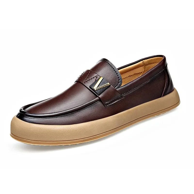 Chaussures basses en cuir coordonnantes pour hommes, chaussures de planche à semelle optique, mocassins masculins légers à enfiler, chaussures décontractées pour hommes, designer, printemps, automne, nouveau