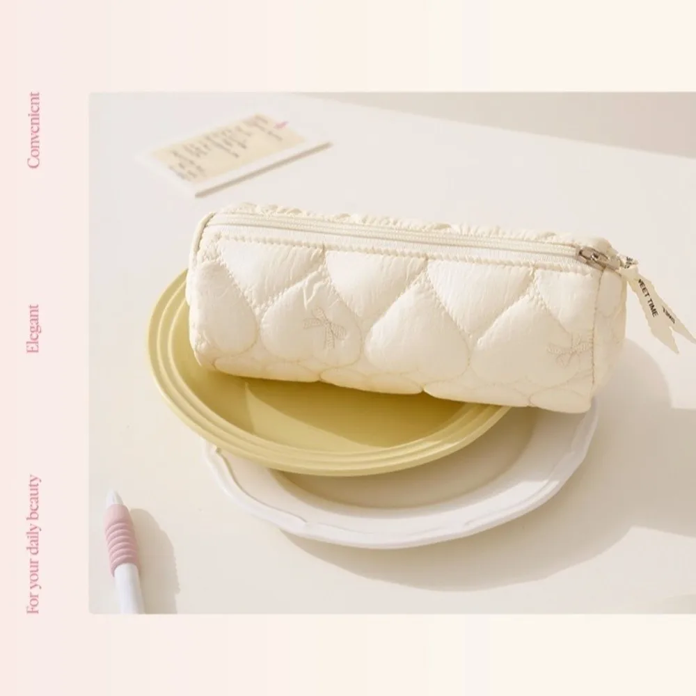 Multifunctional Large Capacity Pen Bag Quilted Soft Stationery Storage Bag Portable Candy Color Pen Pouch Children