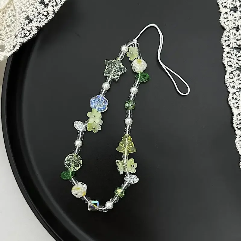 Ins Butterfly Love Beaded Mobile Phone Chain CCD Camera Bag Hanging Chain