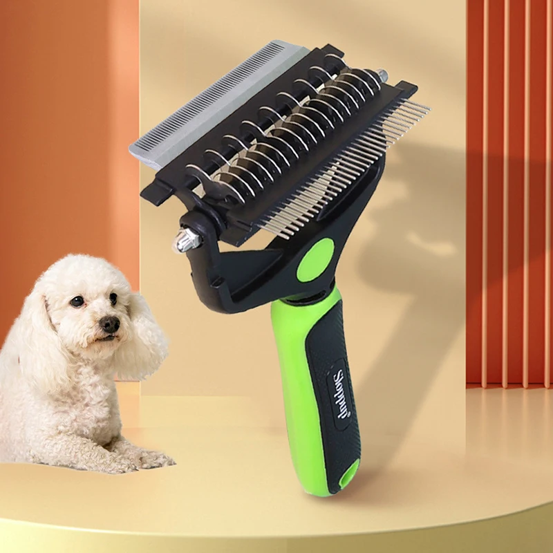 

3-in-1 Professional Pet Deshedding Brush Secure Foldable Stainless Steel Double Sided Dog Hair Remover Szczotka Do Sierści