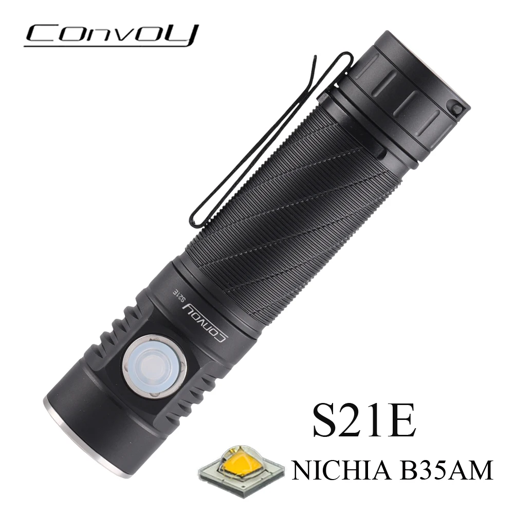 Convoy Flashlight S21E with Nichia B35AM Led High Power Torch Type-C Rechargeable 21700 Flash Light Camping Fishing Work Lamp