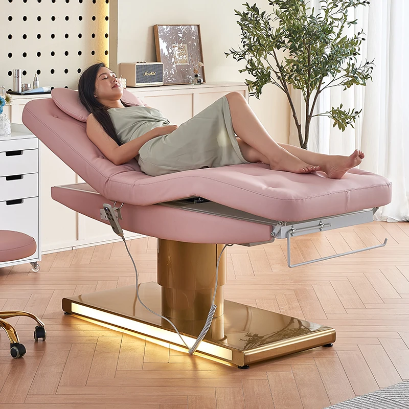 Salon head spa milking massage table clinic facial chair pink electric beauty bed automatic lifting tattoo medical surgery bed