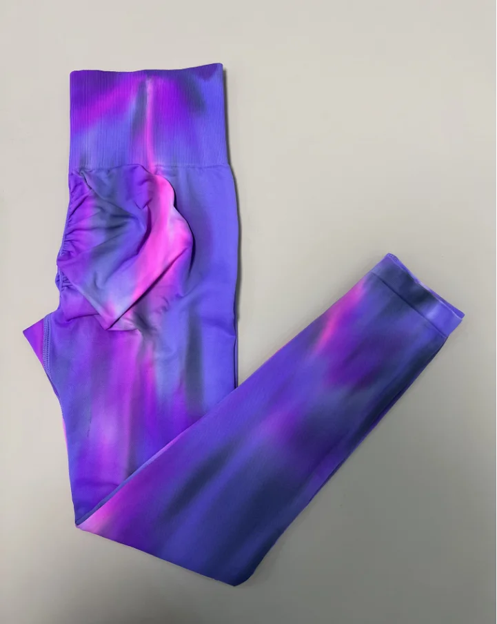 Neue Frauen Tie Dye Hohe Taille Legging Push-Up Scrunch Gym Sport Yoga Hosen Elastische Weiche Strumpfhosen Workout Booty Leggins Nylon – Detail 27