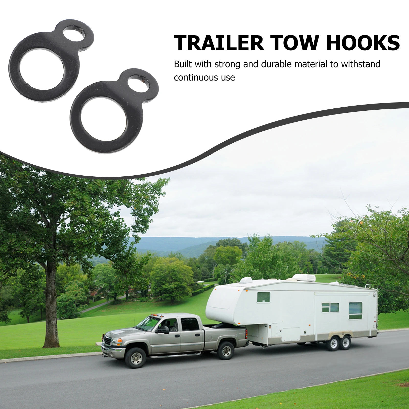 

2 Pcs Heavy Duty Rings Fixed Pull Trailer Truck Tow Hooks for Trucks Motorcycle