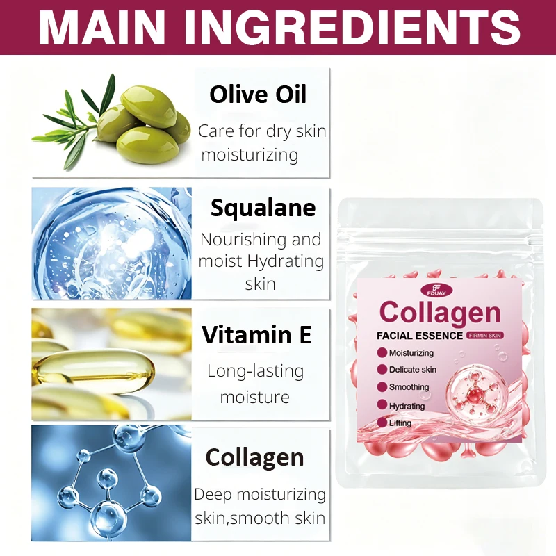 Essence capsules with olive oil care for dry skin, squalane moisturizes and firms the skin, ingredients are non-greasy