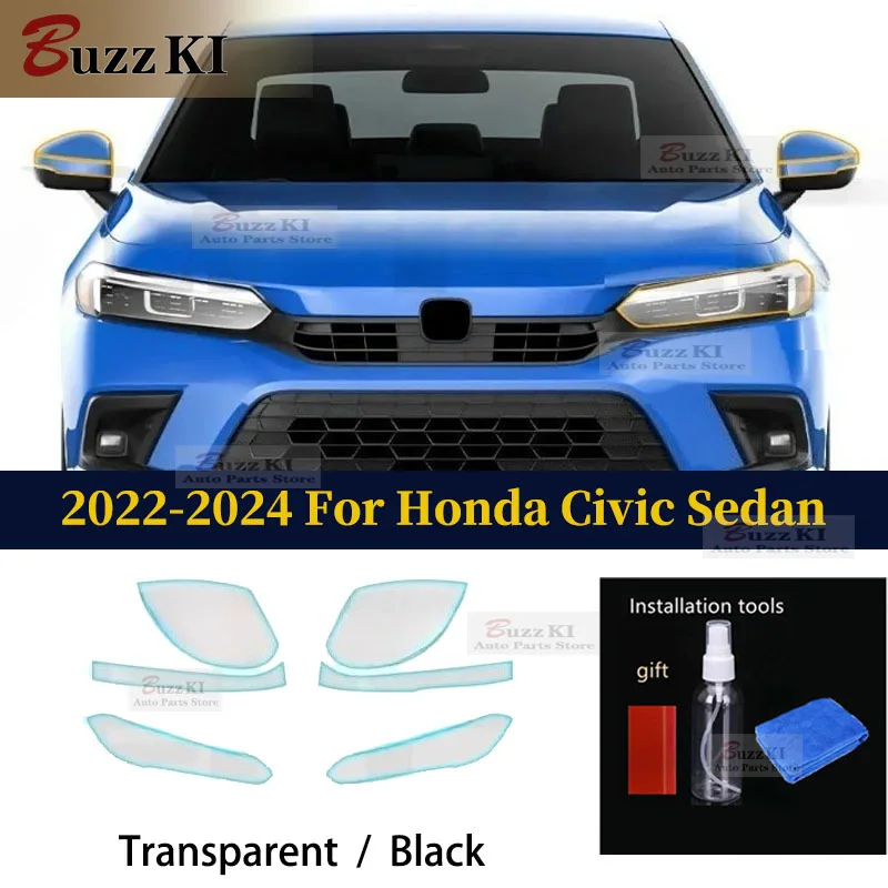 

For Honda Civic Sedan 2022-2024 Headlight Rearview TPU Paint Protection Film Anti-scratch Resistant Clear PPF Car Accessories