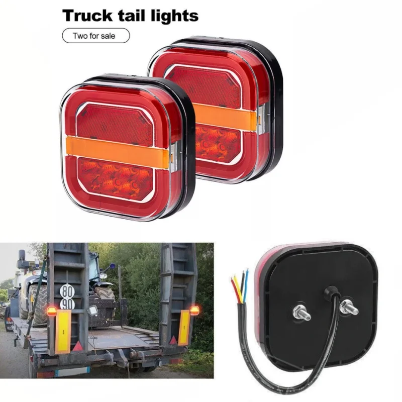 

2PC Rear Tail Lights License Number Plate Light 12v 24v Stop Brake Dynamic Indicator Lamp LED Left Right Trailer Truck Car Part