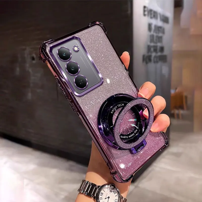 حافظات هاتف Redmi15 مع حامل Bing بريق حافظة من السيليكون المقاوم للصدمات لهاتف Xiaomi Redmi 15 15C 4G 5G POCO C85 غطاء Coque Braket