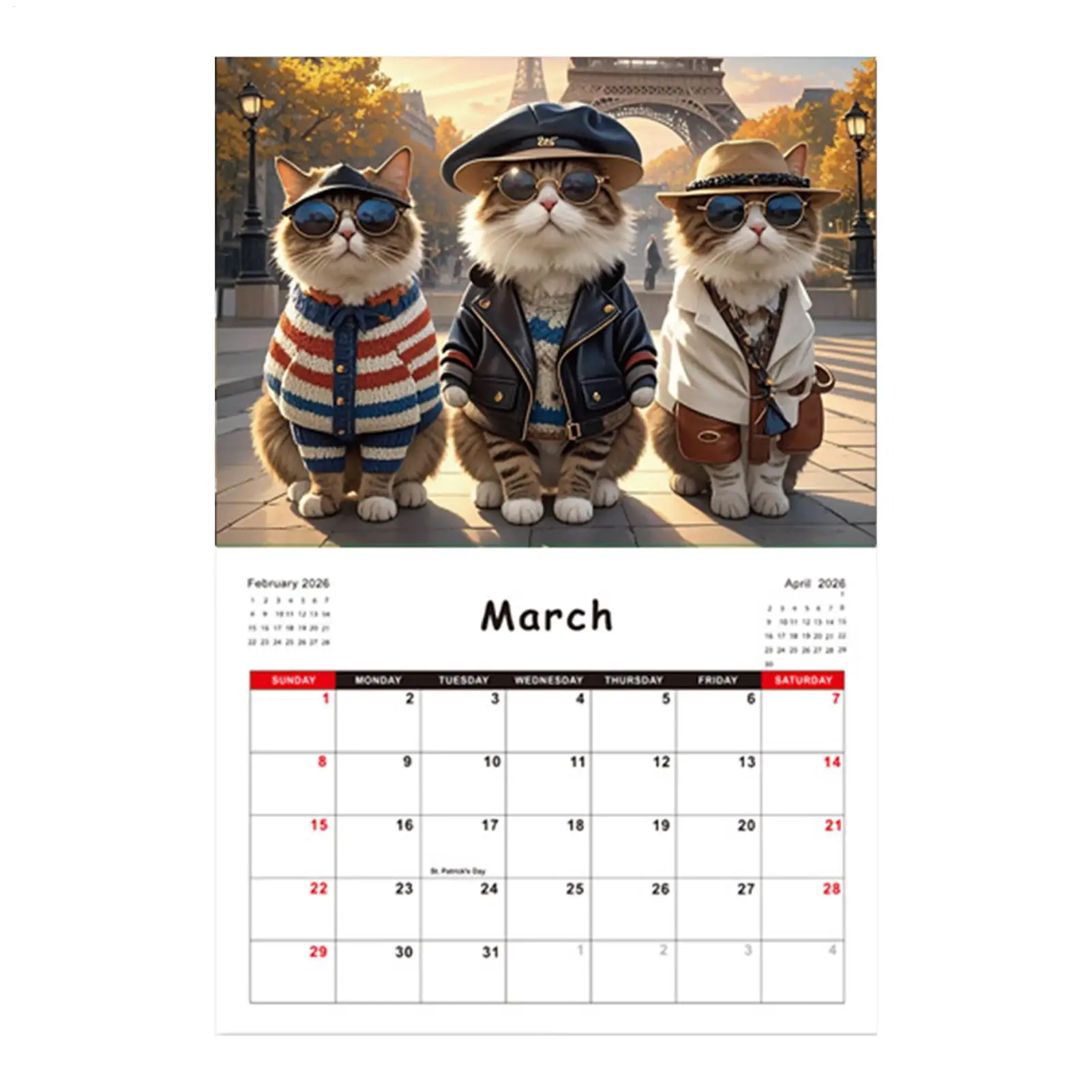 

Настенный календарь с изображением кота на 2026 год, календарь с изображением кота на 12 месяцев для дома, января, декабрь 2026 года, планировщик с переплетом катушки для семейного офиса, дома