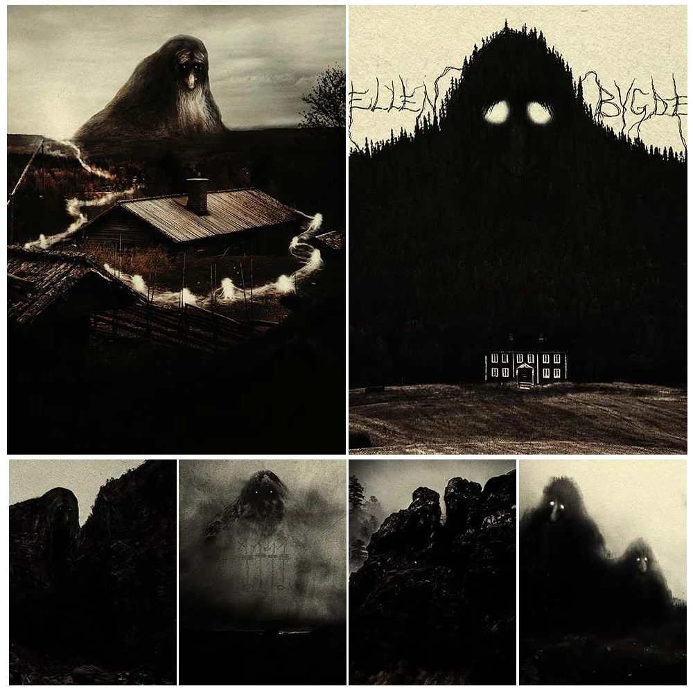 Mountain Spirit Monster And Ghost Witch Gothic Wall Art Canvas Painting Guardian Mountain God Art Poster Print Home Decoration