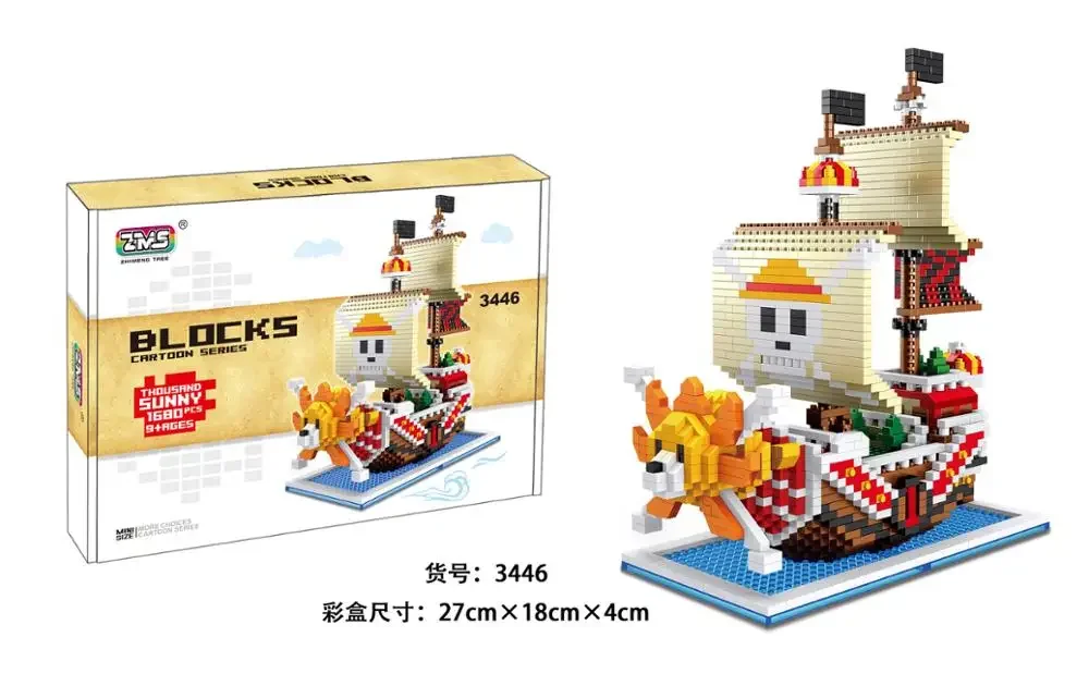 One Piece Pirate Ship Polortang Building Block Anime Thousand Sunny Going Merry Shanks Boa Mini Bricks Toy Figure For Kids Toy