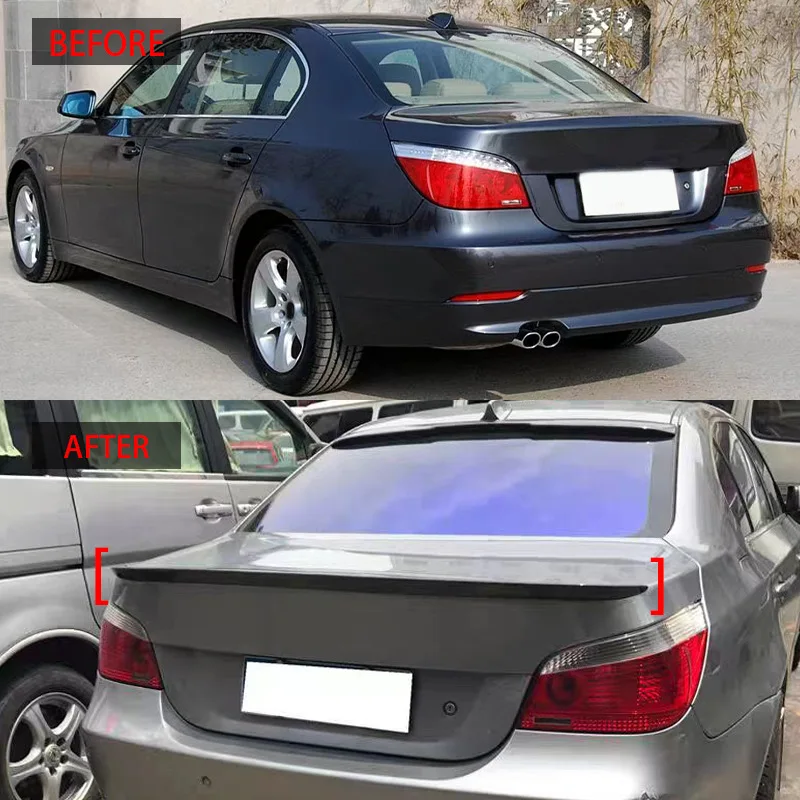 

Черное крыло спойлера для 2005-2011 BMW 5-Series E60 M5, спойлер, верхние крылья, черный корпус для губ, сплиттер, отделка багажника, клейкая палочка