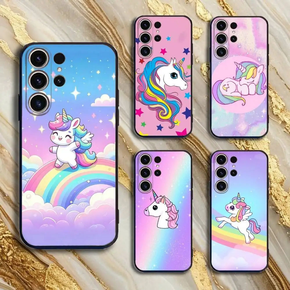

Lucky Rainbow Unicorn Phone Case For SamsungS25,24,21,22,23,30,Ultra,20,Plus,Fe,Lite,Note,10,9,5G Black Cover