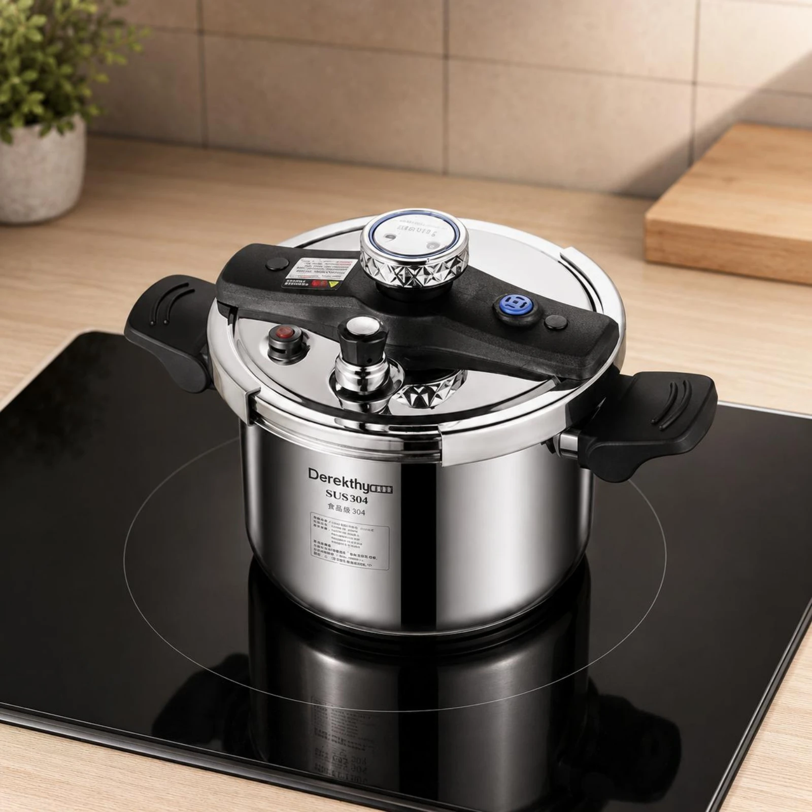Stainless Steel Pressure Cooker Secure Locking System Stovetop Pressure Cooker Sealed Pot Safety Valve Cookware Heavy-Duty