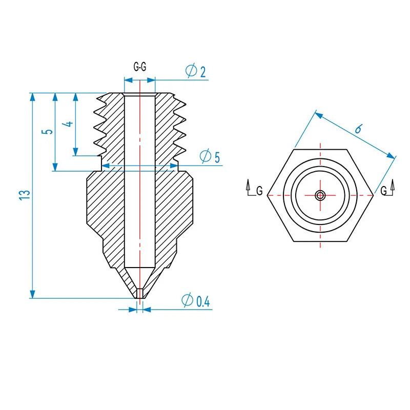 CR-6SE فوهة نحاسية 0.3 مللي متر 0.4 مللي متر 0.5 مللي متر 0.6 مللي متر 0.8 مللي متر 1.0 مللي متر فوهة طابعة الطارد ملحقات طابعة ثلاثية الأبعاد #6
