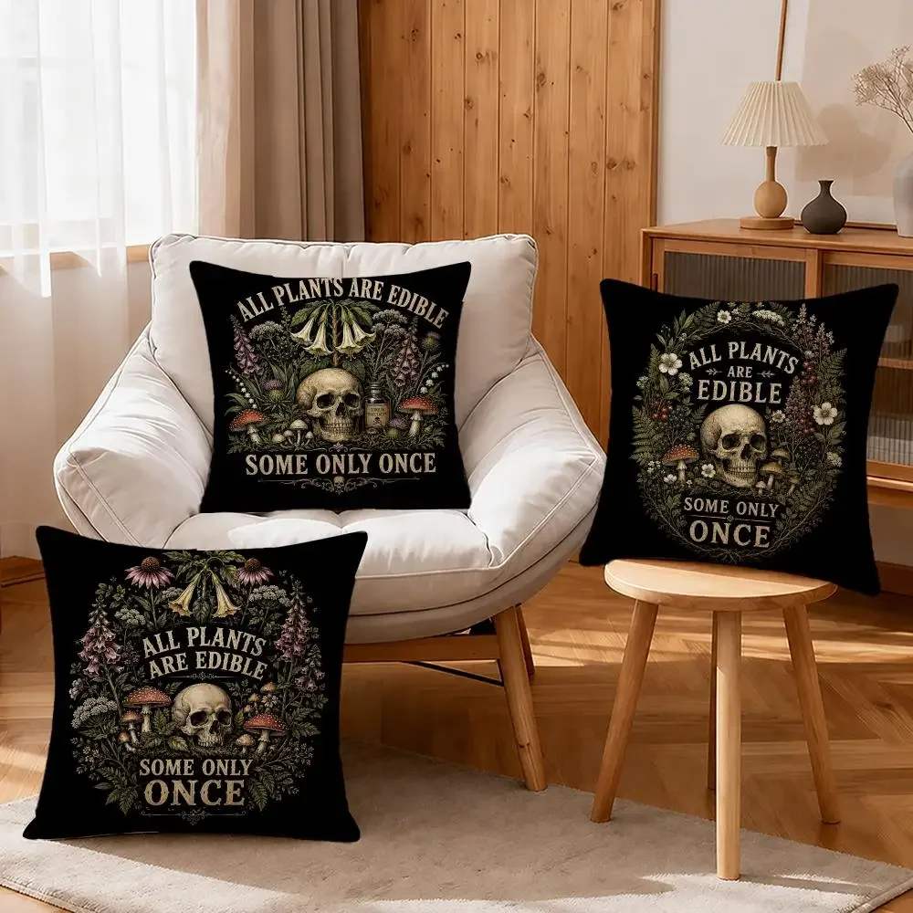 Quote All Plants Are Edible Some Only Once Cushion Cover Linen Anti-Mite Antibacterial Cushion Cover Invisible Zipper Sofa Decor